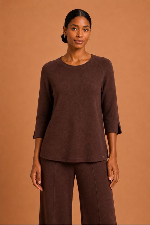 BLUSA HERITAGE IPANEMA RECORTE CAFE,
